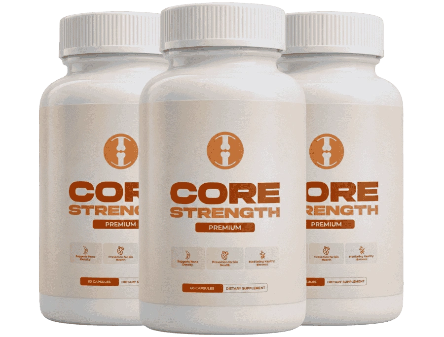 CoreStrength advanced joint support supplement — three capsule bottles